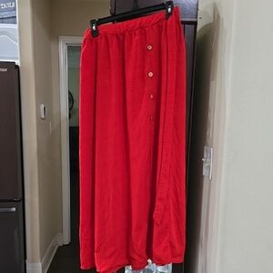 Red Button-Front Women's Skirt